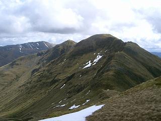 The path up the W ridge of Aonach Meadhoin.