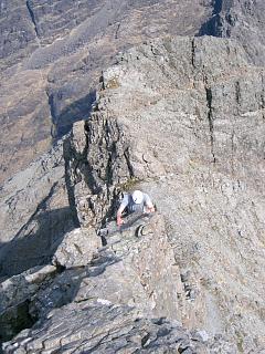 Richard ascending the east ridge of the In Pin.