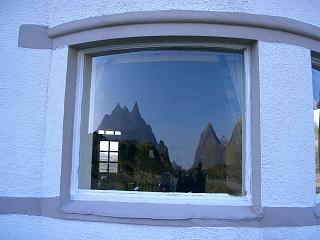 View in the window of the Sligachan Hotel.