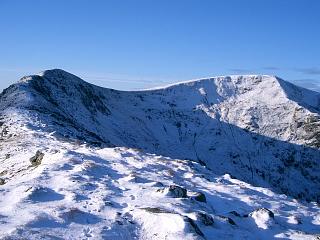 The summit and SE top of Sron a'Choire Ghairbh from its E ridge.