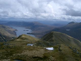 Loch Cluanie and the descent ridge from Sgurr an Fhuarail.