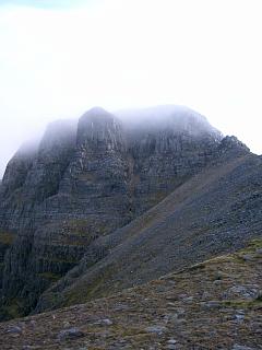 The Triple Buttress showing the crux of the path to Sail Mhor